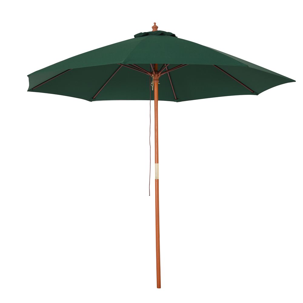 2.5m Wood Garden Parasol Sun Shade Patio Market Umbrella Canopy with Top Vent - anydaydirect