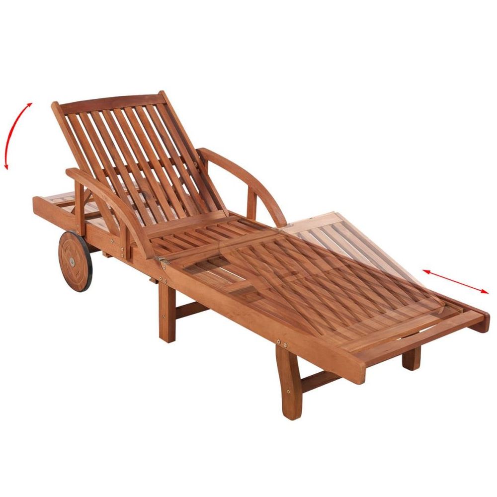 Sun Loungers 2 pcs with Table Solid Acacia Wood - anydaydirect
