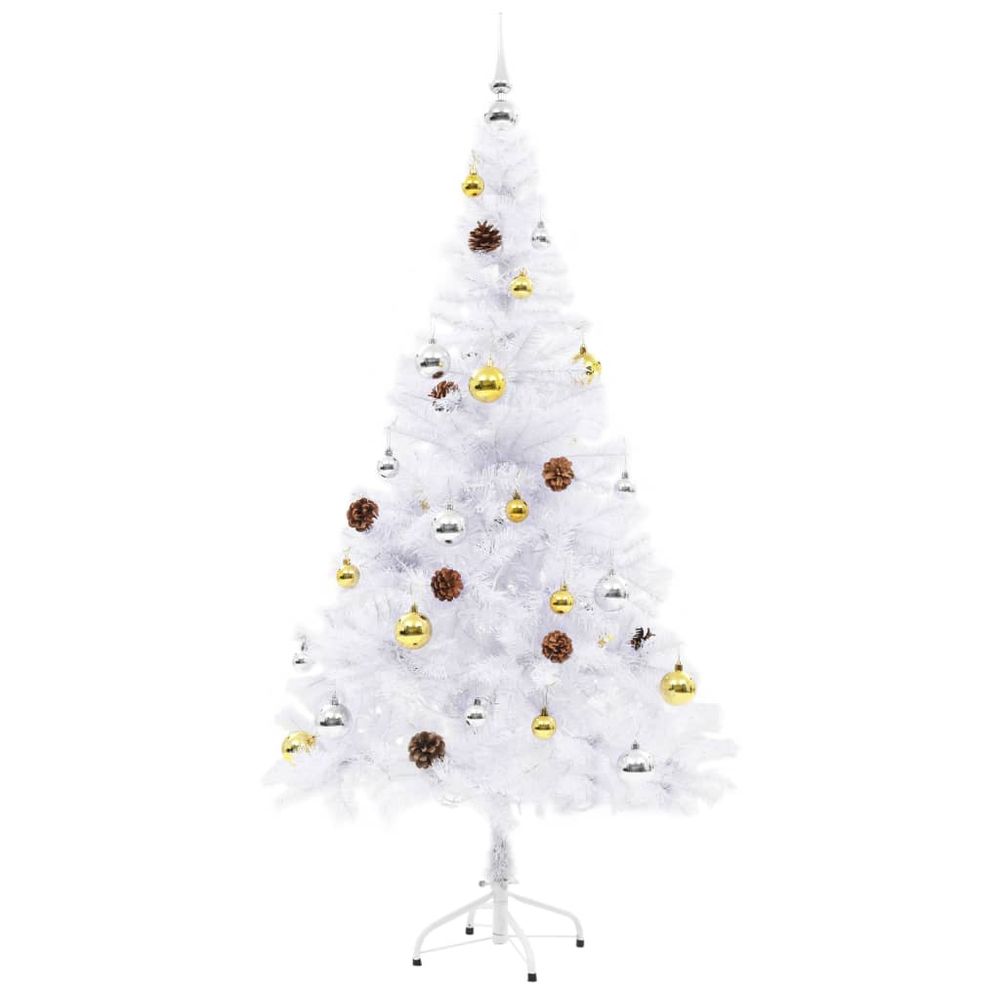 Artificial Christmas Tree with Baubles and LEDs White 150 cm to 210 cm - anydaydirect