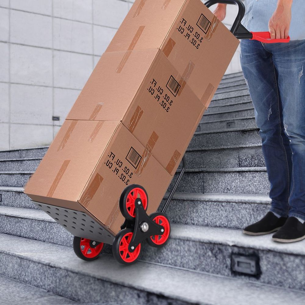 DURHAND Climbing Stairs Trolley Hand Trucks 6-Wheels Foldable Load Cart Steel - anydaydirect