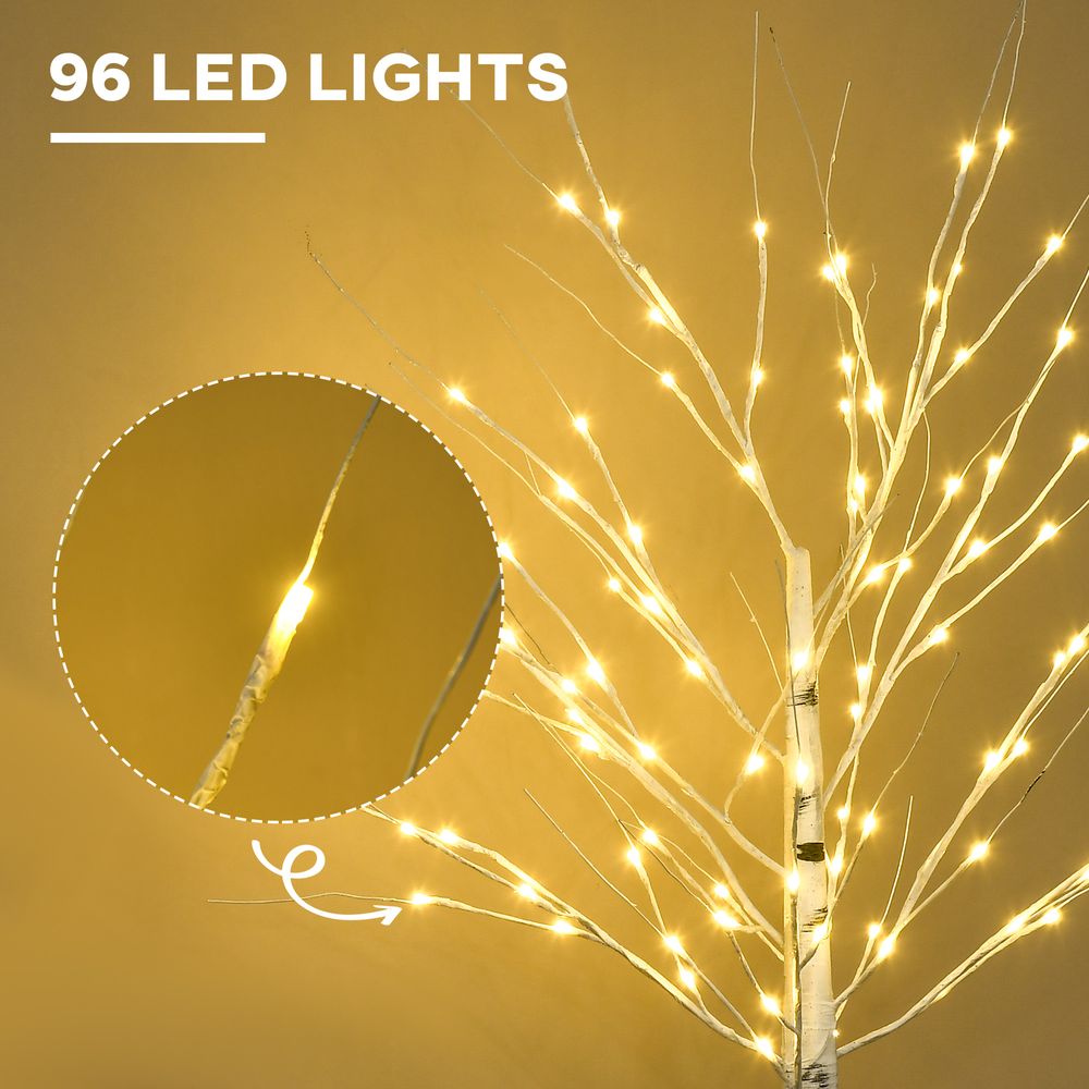 5ft Artificial White Birch Tree Light  96 Warm White Pre-Lit LED Light - anydaydirect