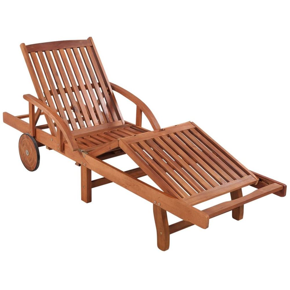 Sun Loungers 2 pcs with Table Solid Acacia Wood - anydaydirect