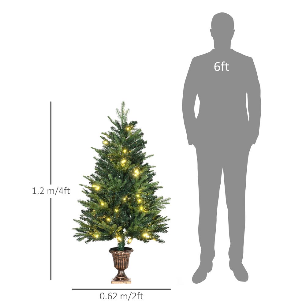 1.2m 4ft Christmas Tree Entrance  750 Tips  Pre-lit Tree 80 LED with Vase Base - anydaydirect