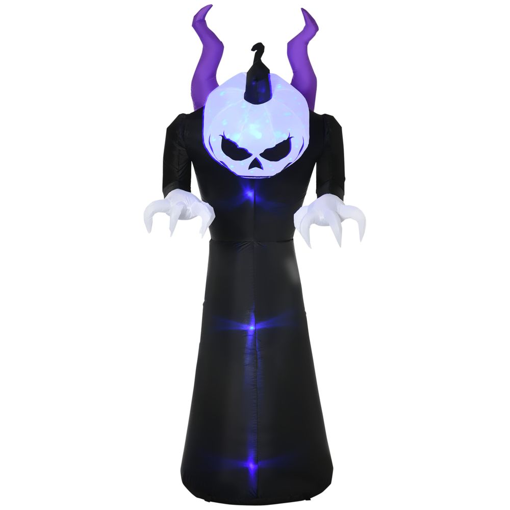 7ft Inflatable Halloween Ghost Horns Blow-Up Outdoor LED Display Flame Effect - anydaydirect