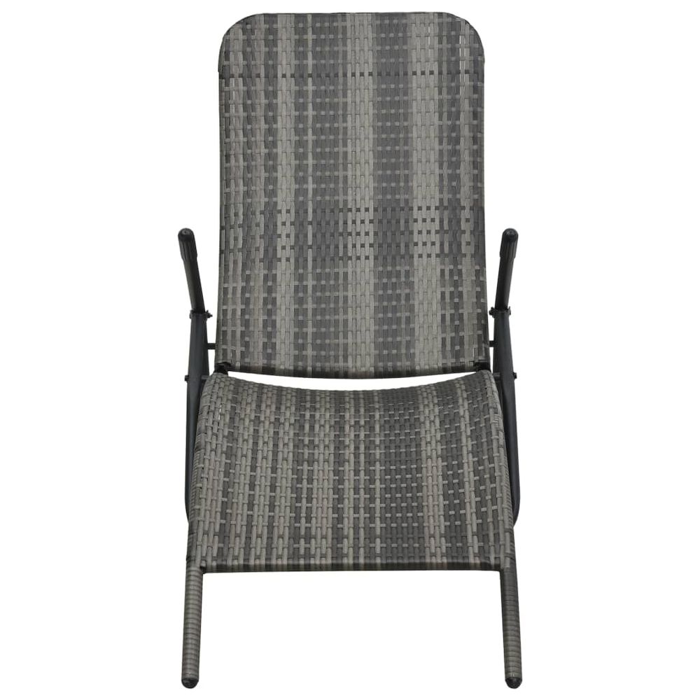 Folding Sun Lounger Poly Rattan Grey - anydaydirect