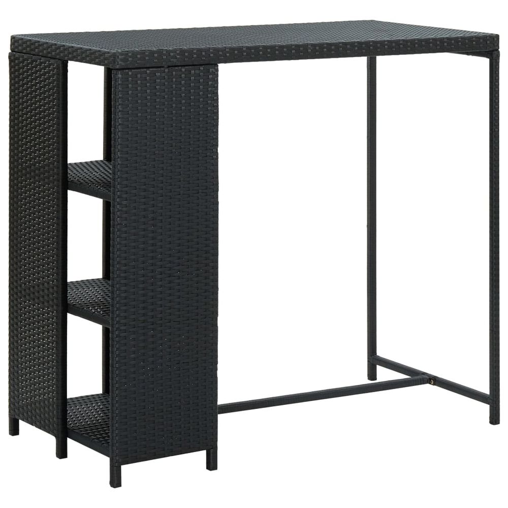 Bar Table with Storage Rack Brown 120x60x110 cm Poly Rattan - anydaydirect