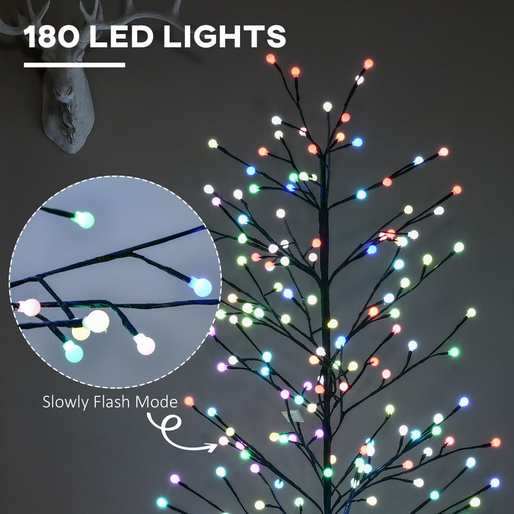 HOMCOM 6ft Artificial Tree with Colourful LED, Indoor Outdoor Tree Light - anydaydirect