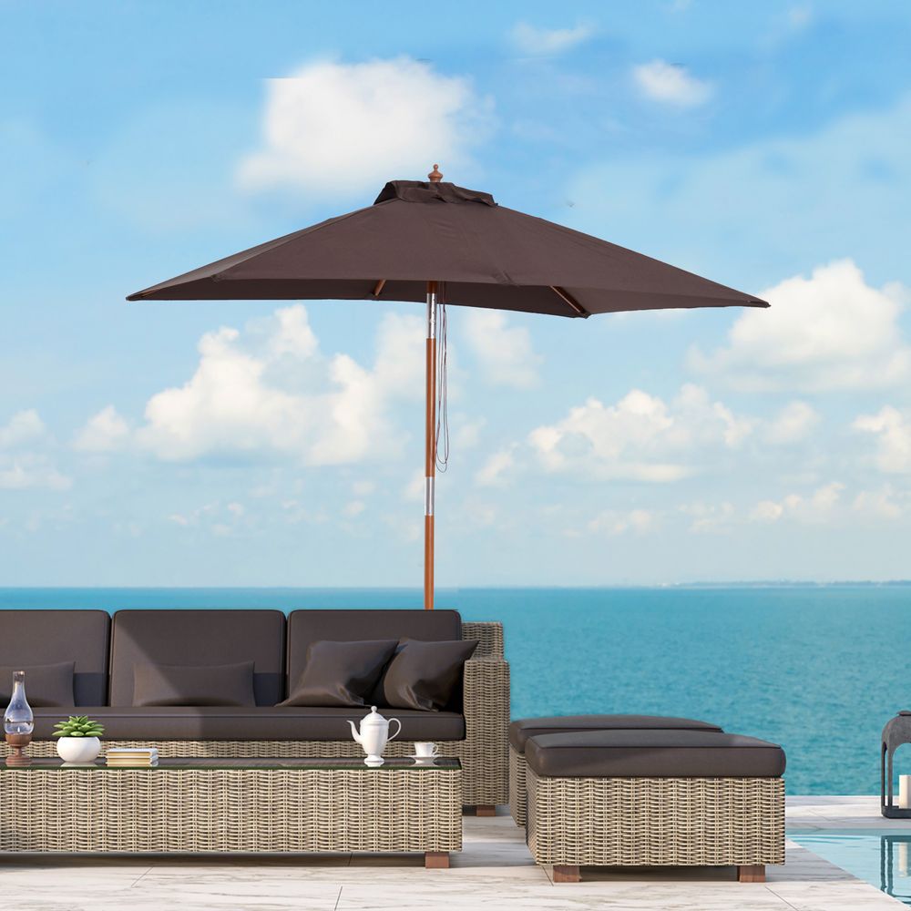 2 x 1.5m Patio Garden Parasol Sunshade Canopy Outdoor Backyard Furniture 6 Ribs - anydaydirect