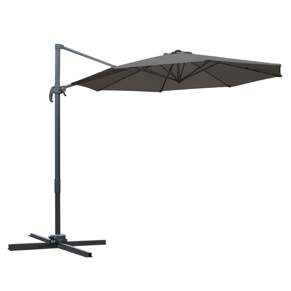 3m Patio Offset Parasol Roma Umbrella Cantilever Dark Grey - anydaydirect