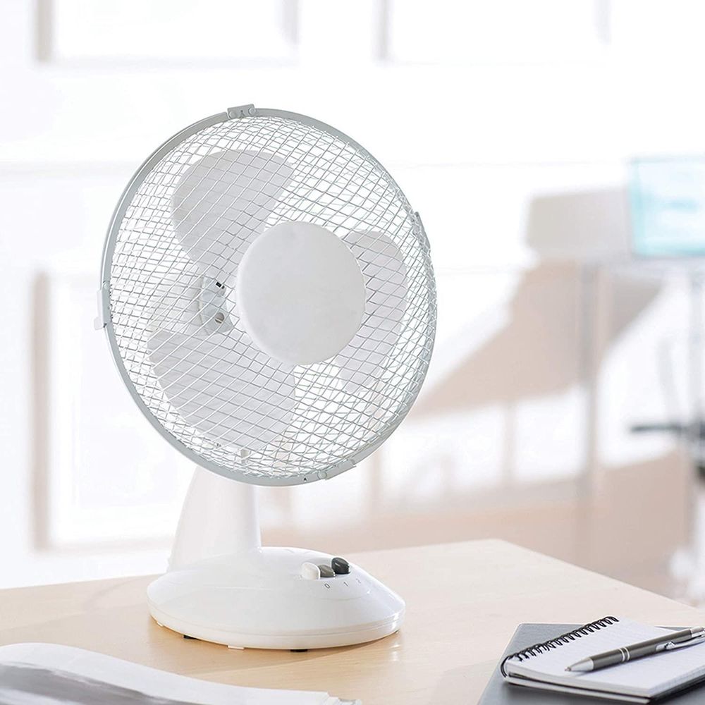 Daewoo 9" Desk Fan White - COL1062 - anydaydirect