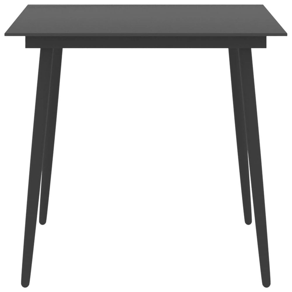 Garden Dining Table Black 80x80x74 cm Steel and Glass - anydaydirect