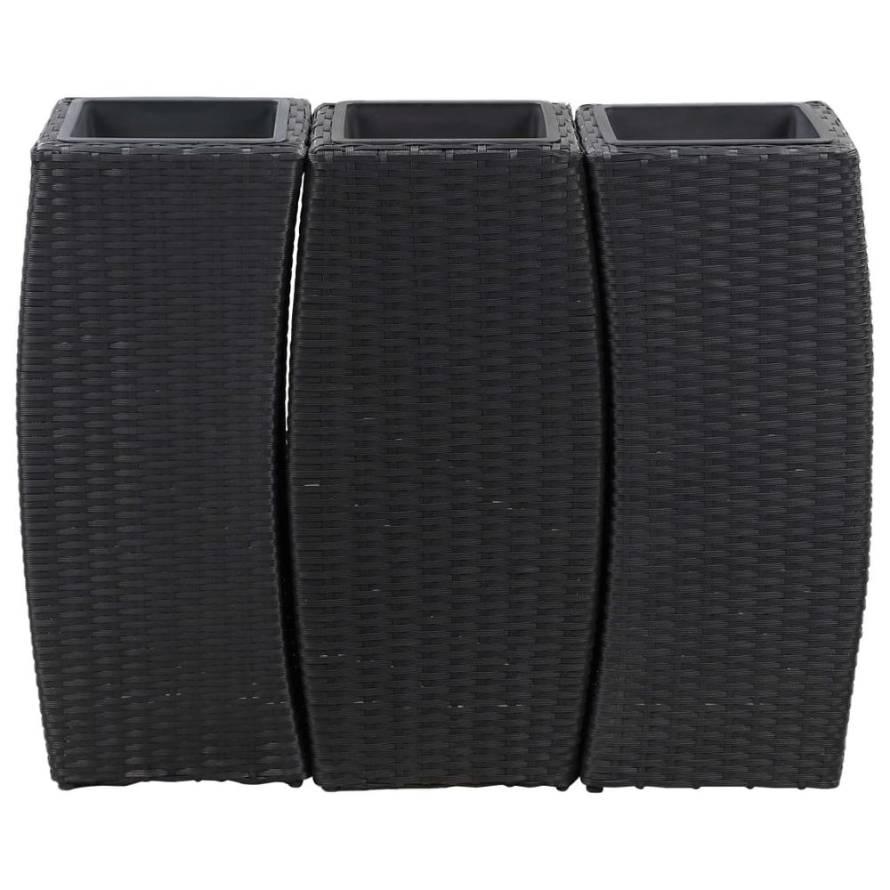 Garden Raised Beds 3 pcs Poly Rattan Black - anydaydirect