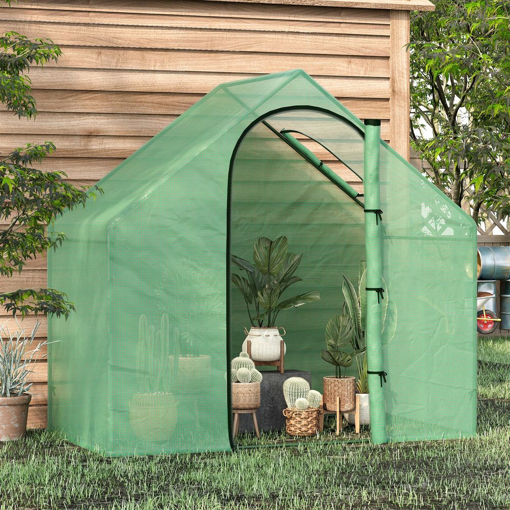 Outsunny Walk-In Portable Greenhouse Mini Grown House Steel Frame Window Green - anydaydirect