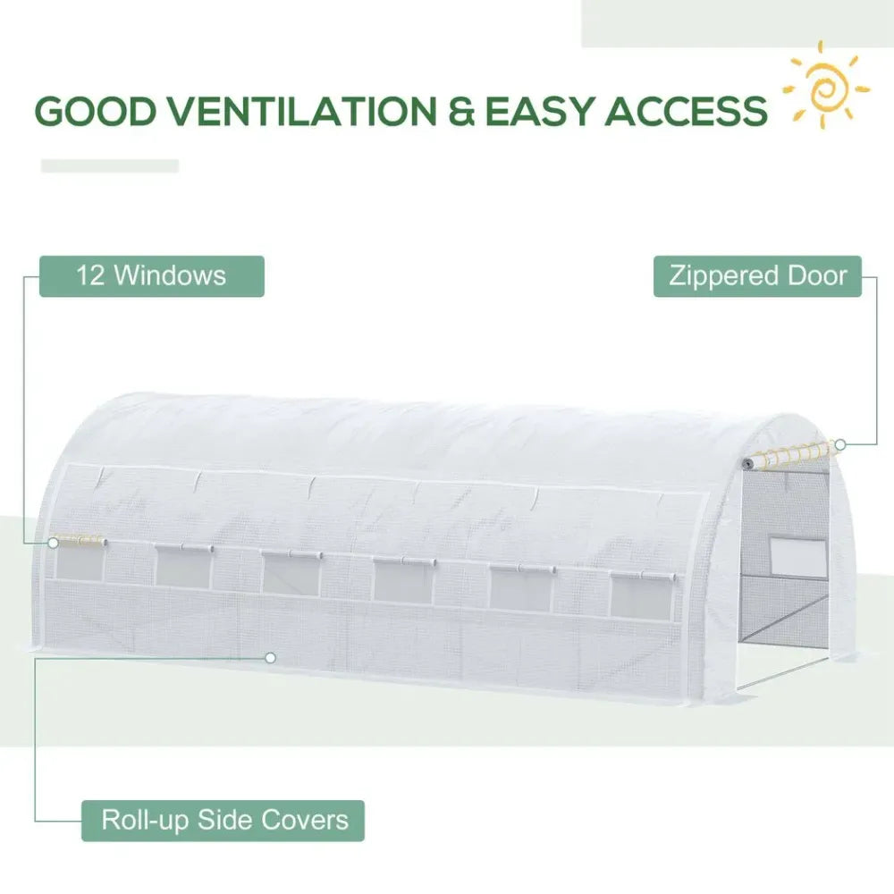 6 x 3 x 2 m Polytunnel Greenhouse Pollytunnel Tent w/ Steel Frame White - anydaydirect