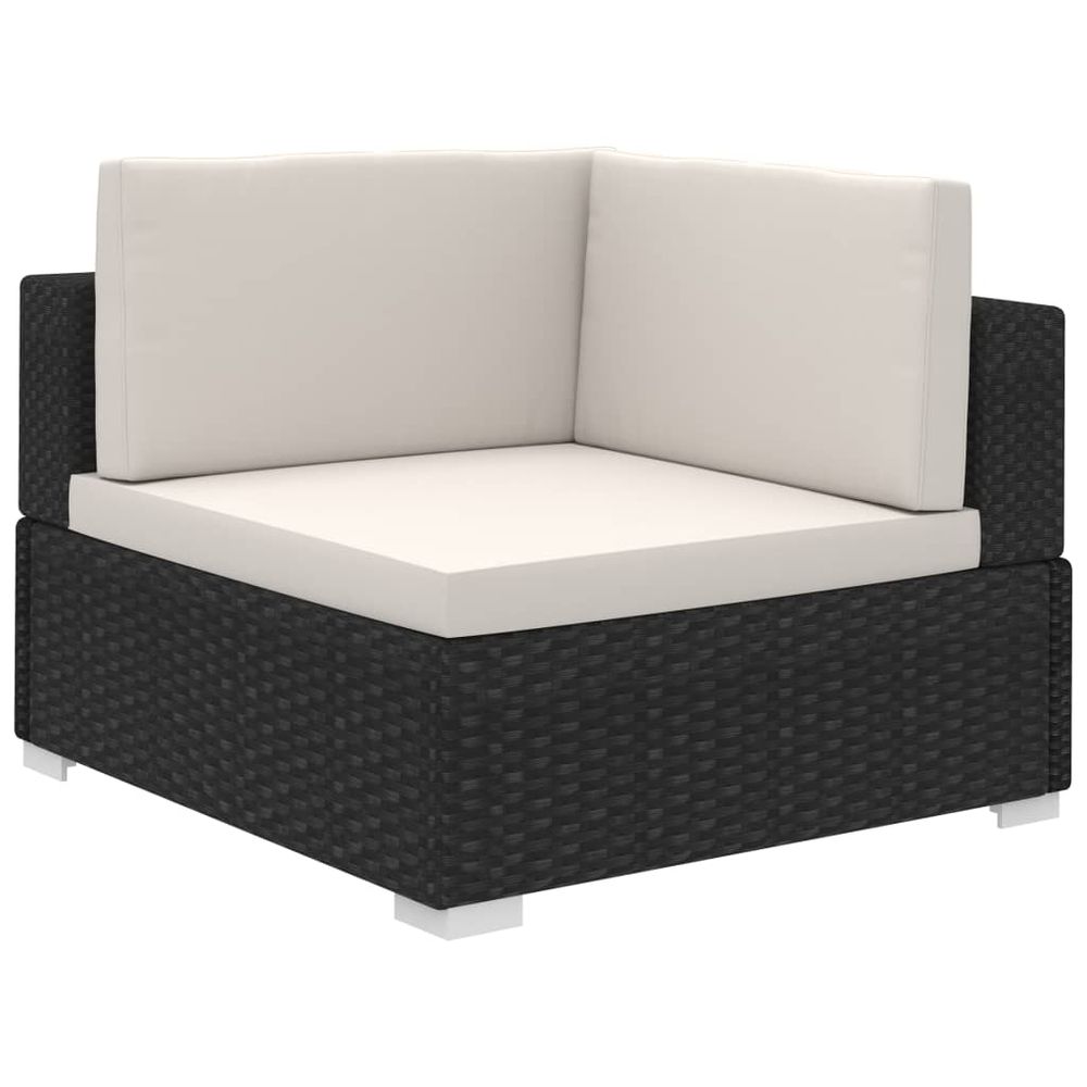 6 Piece Garden Lounge Set with Cushions Poly Rattan Black - anydaydirect