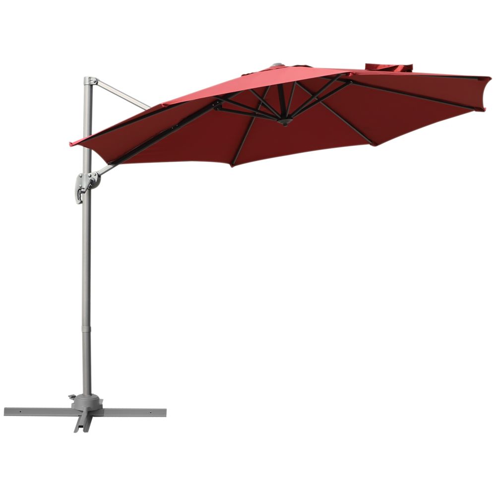 Cantilever Roma Parasol 360� Rotation w/ Hand Crank & Base, Wine Red Outsunny - anydaydirect