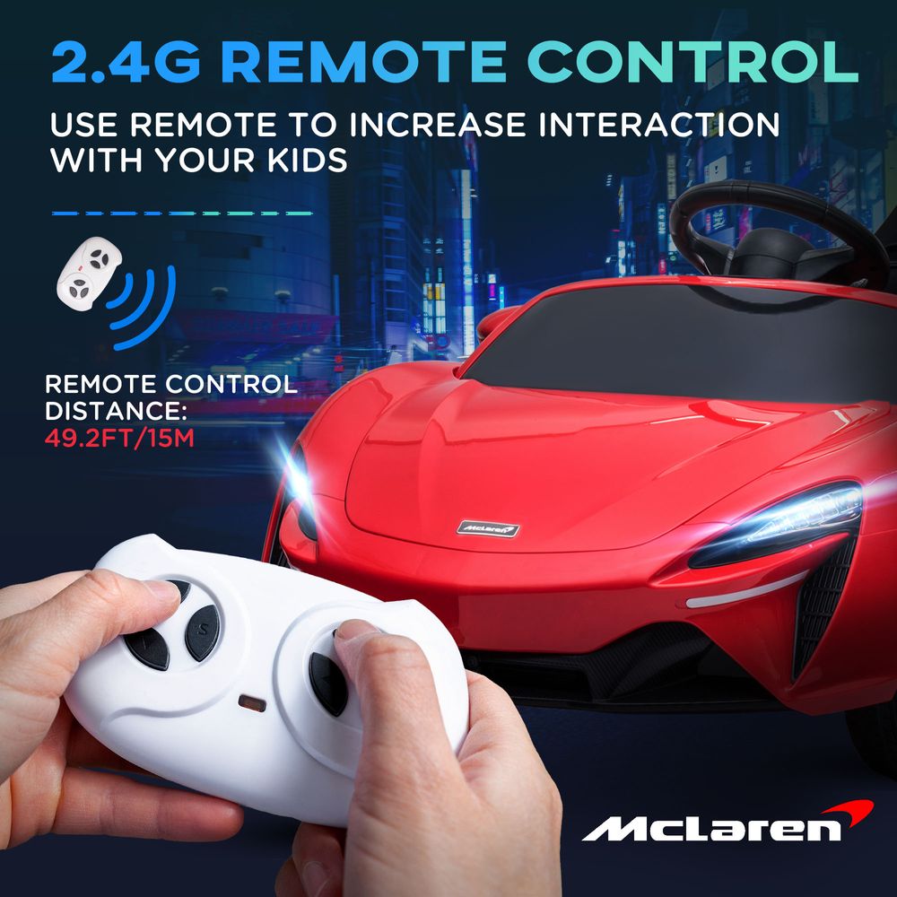 McLaren Licensed 12V Kids Electric Ride-On Car w/ Remote Control, Music - Red - anydaydirect