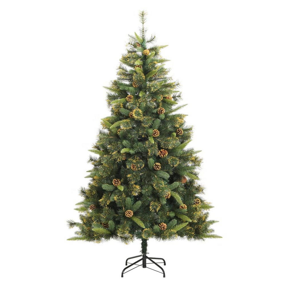 vidaXL Artificial Hinged Christmas Tree with Cones 210 cm - anydaydirect