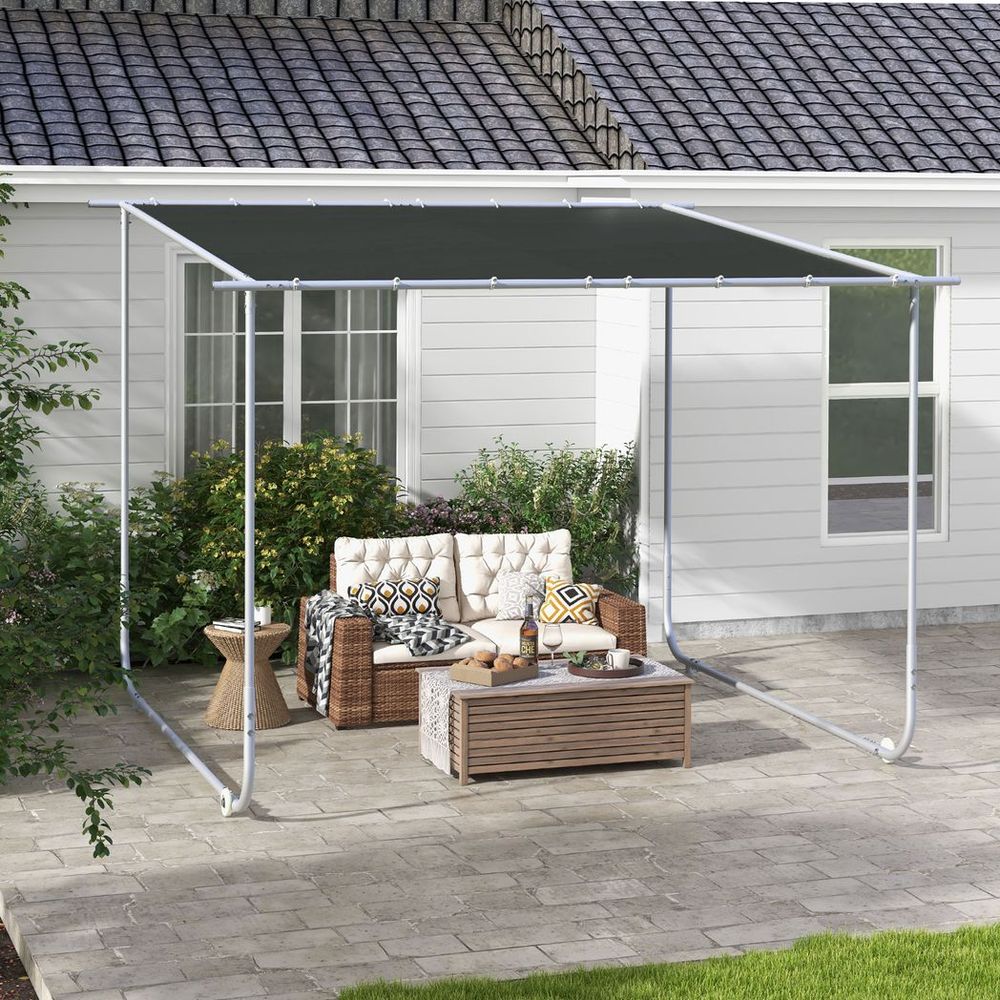 Outsunny 3 x 3(m) Mobile Pergola Kit, Event Shelter with Wheels, UV30+ - anydaydirect