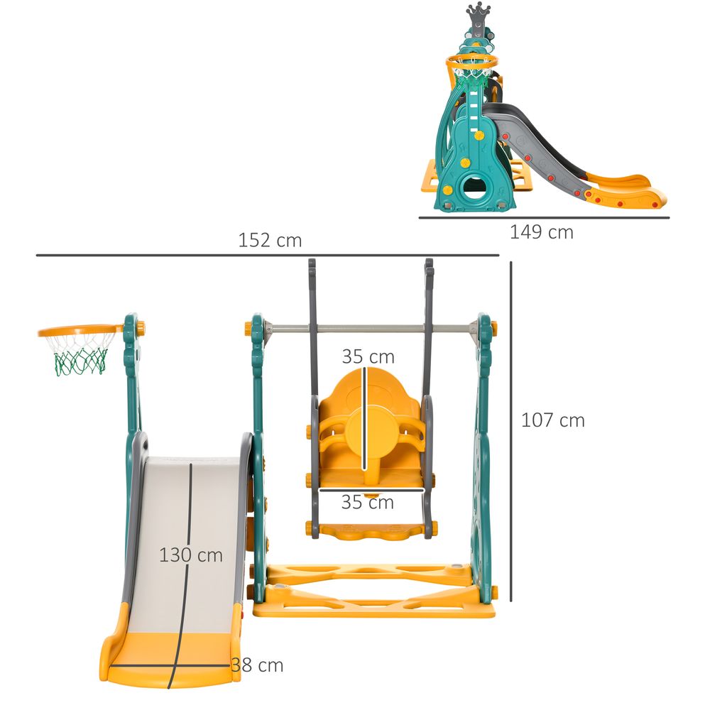 3-IN-1 Kids Swing and Slide Set with Basketball Hoop Slide Swing - anydaydirect