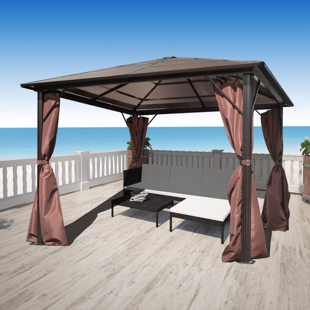 Gazebo with Curtain Anthracite Aluminium 300x300 cm - anydaydirect