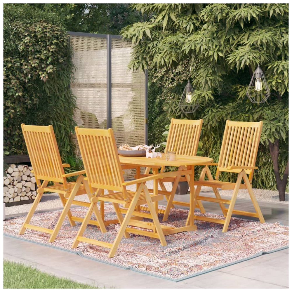 5 Piece Garden Dining Set Solid Teak Wood - anydaydirect