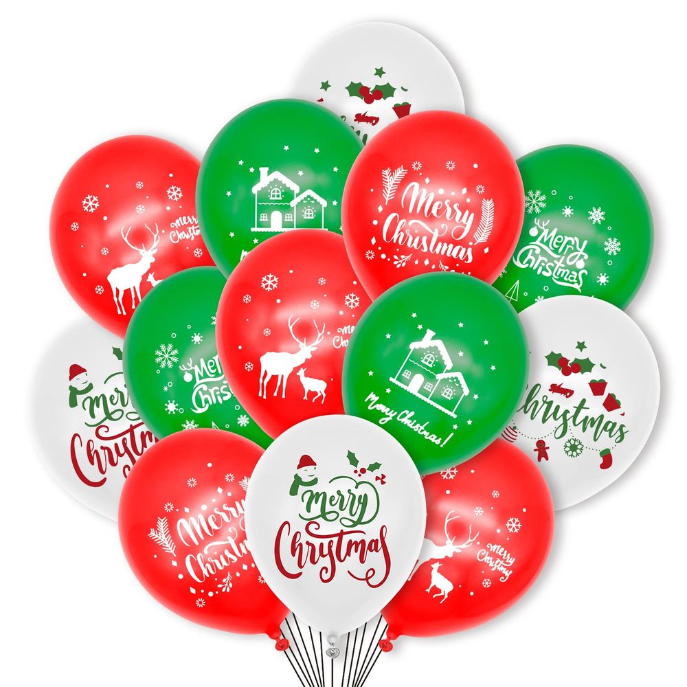 Multi Pack Christmas Party Balloons Decoration Set 12inch Latex Xmas Balloons - anydaydirect