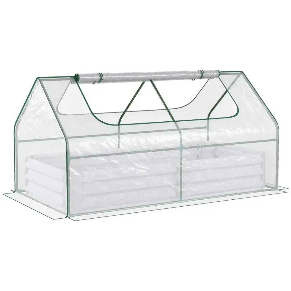 Steel Raised Garden Bed Planter Box Kit with Greenhouse, for Dual Use, Clear - anydaydirect