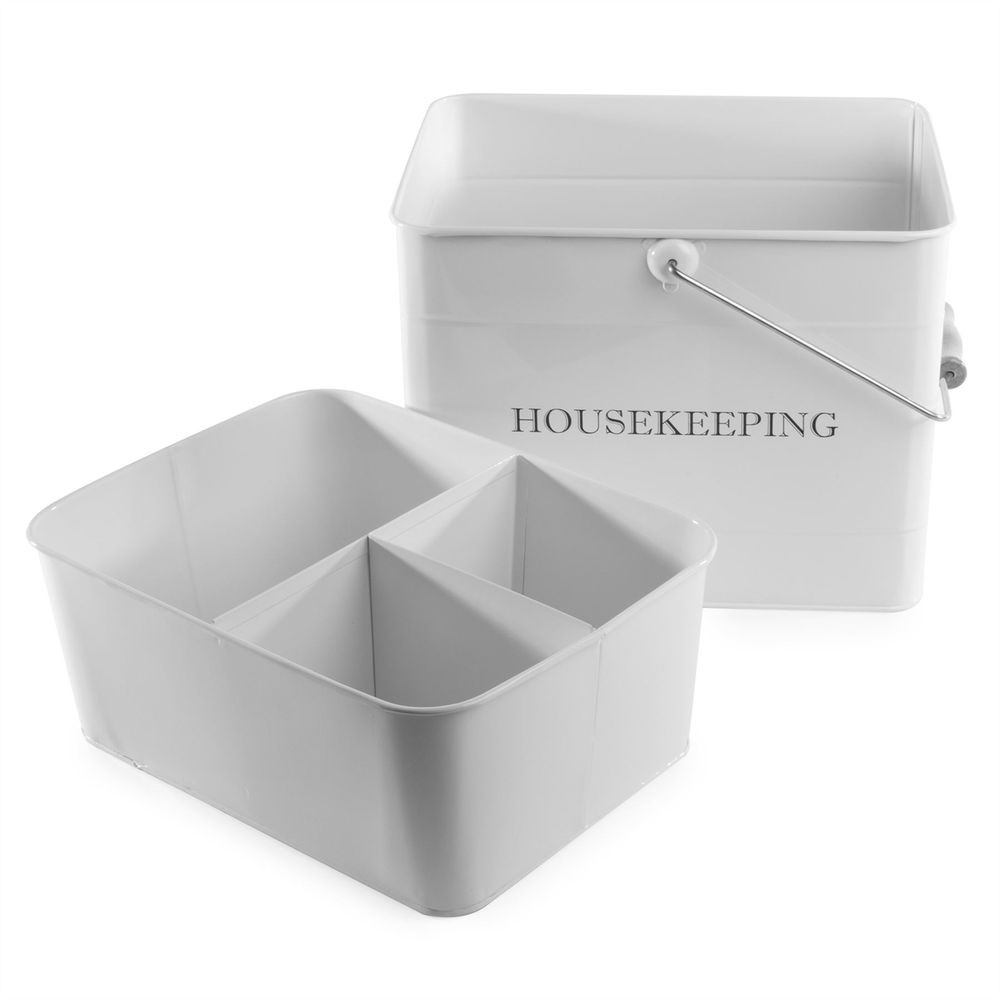 Vintage Housekeeping Cleaning Caddy White | M&W - anydaydirect