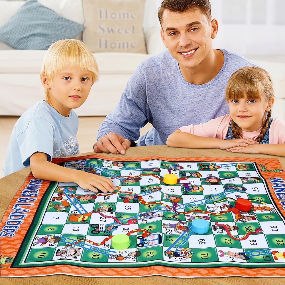 SOKA Chess, Snakes & Ladder, Ludo Giant Board Game Set Playmat Travel Board Games for Kids and Family - anydaydirect