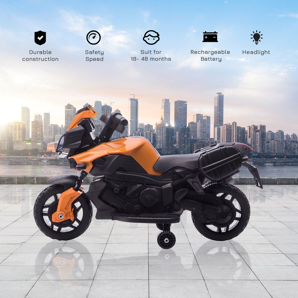 Kids 6V Electric Motorcycle Ride-On Toy Battery 18 - 48 months Orange - anydaydirect