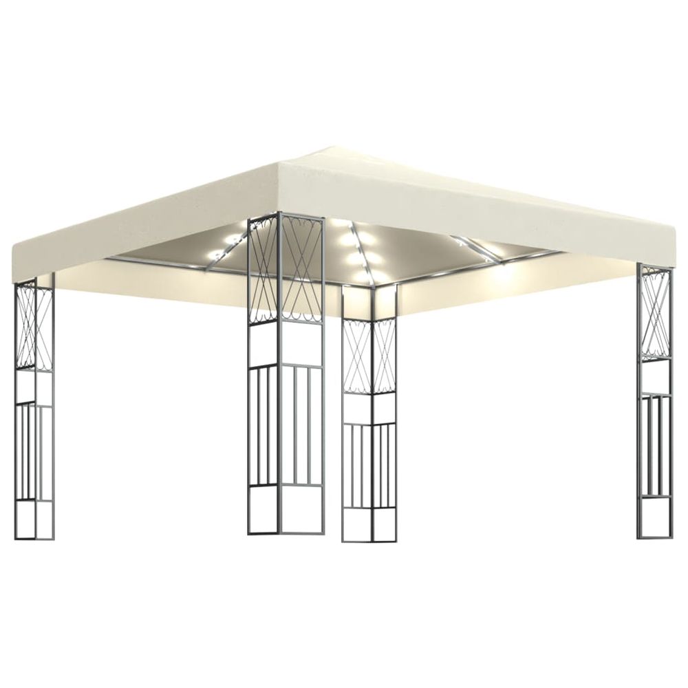 Gazebo Tent with LED String Lights Anthracite, Cream & Taupe Fabric - anydaydirect
