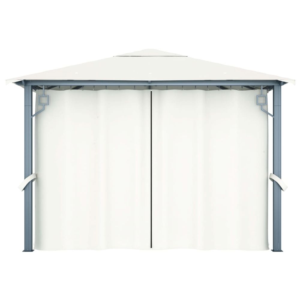 Gazebo Tent with Curtain & LED String Lights Anthrecite, Cream & Taupe - anydaydirect