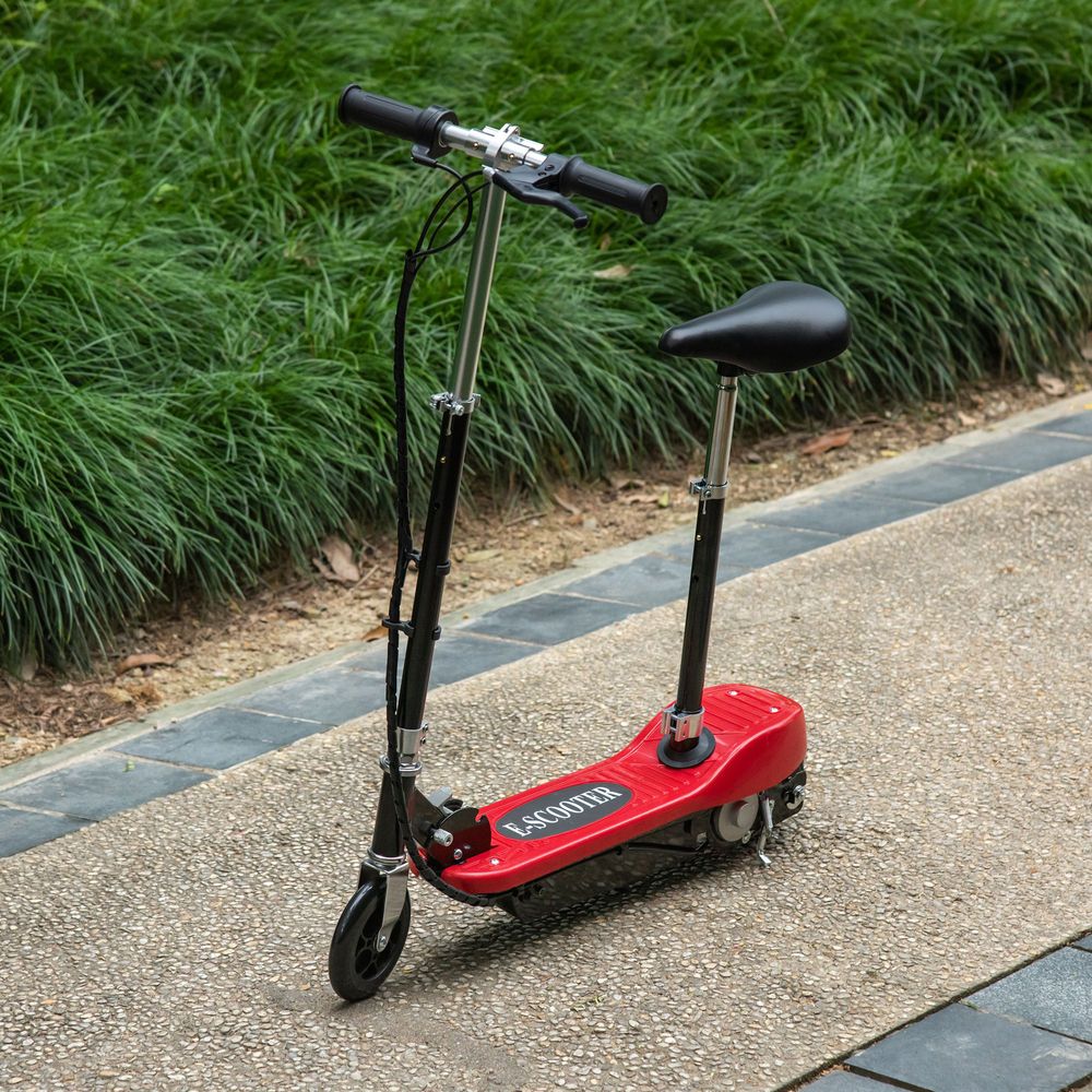 Kids Foldable Electric Powered Scooters 120W Toy w/ Brake Kickstand Red HOMCOM - anydaydirect