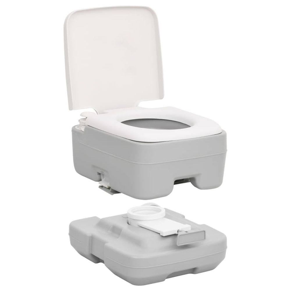Portable Camping Toilet Grey and White 10+10 L HDPE - anydaydirect