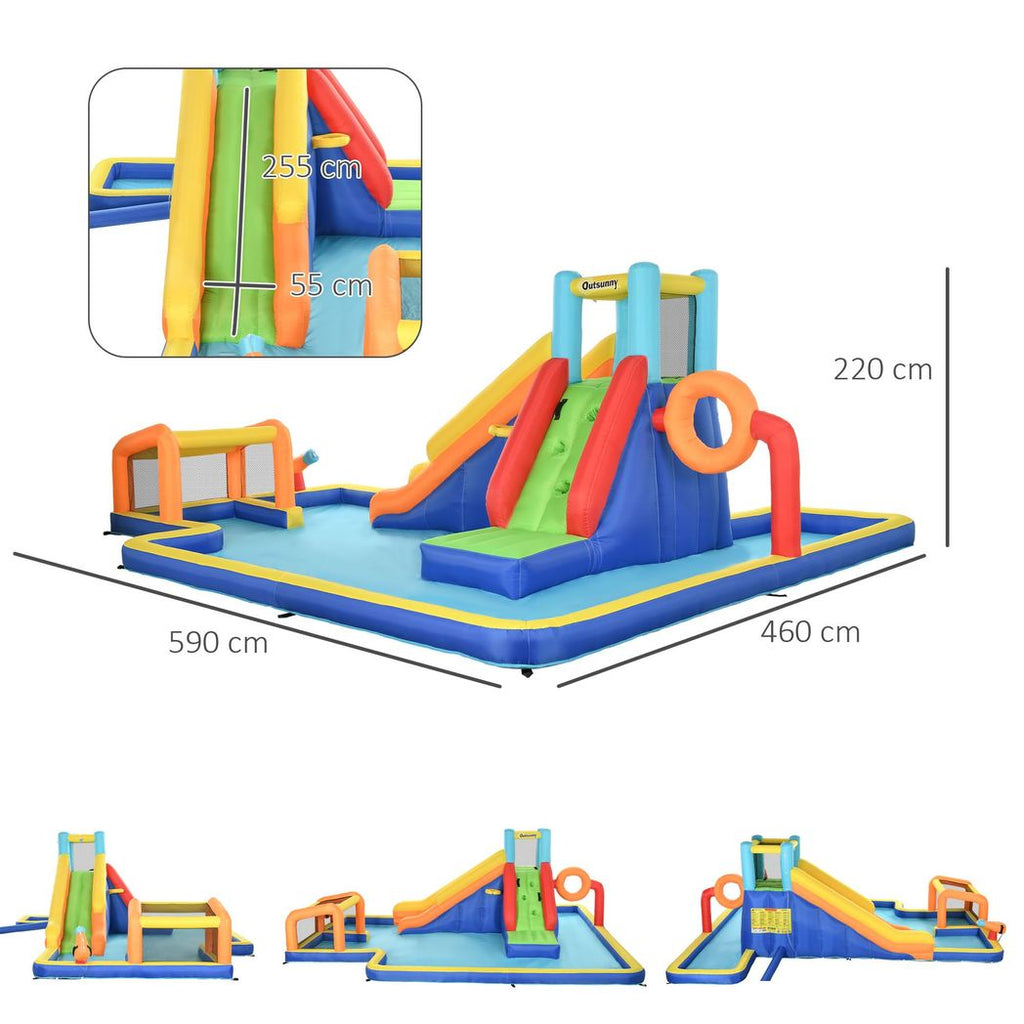 Outsunny Kids 6 in 1 Bouncy Castle with Blower, Carrying Bag for 3-8 Years - anydaydirect