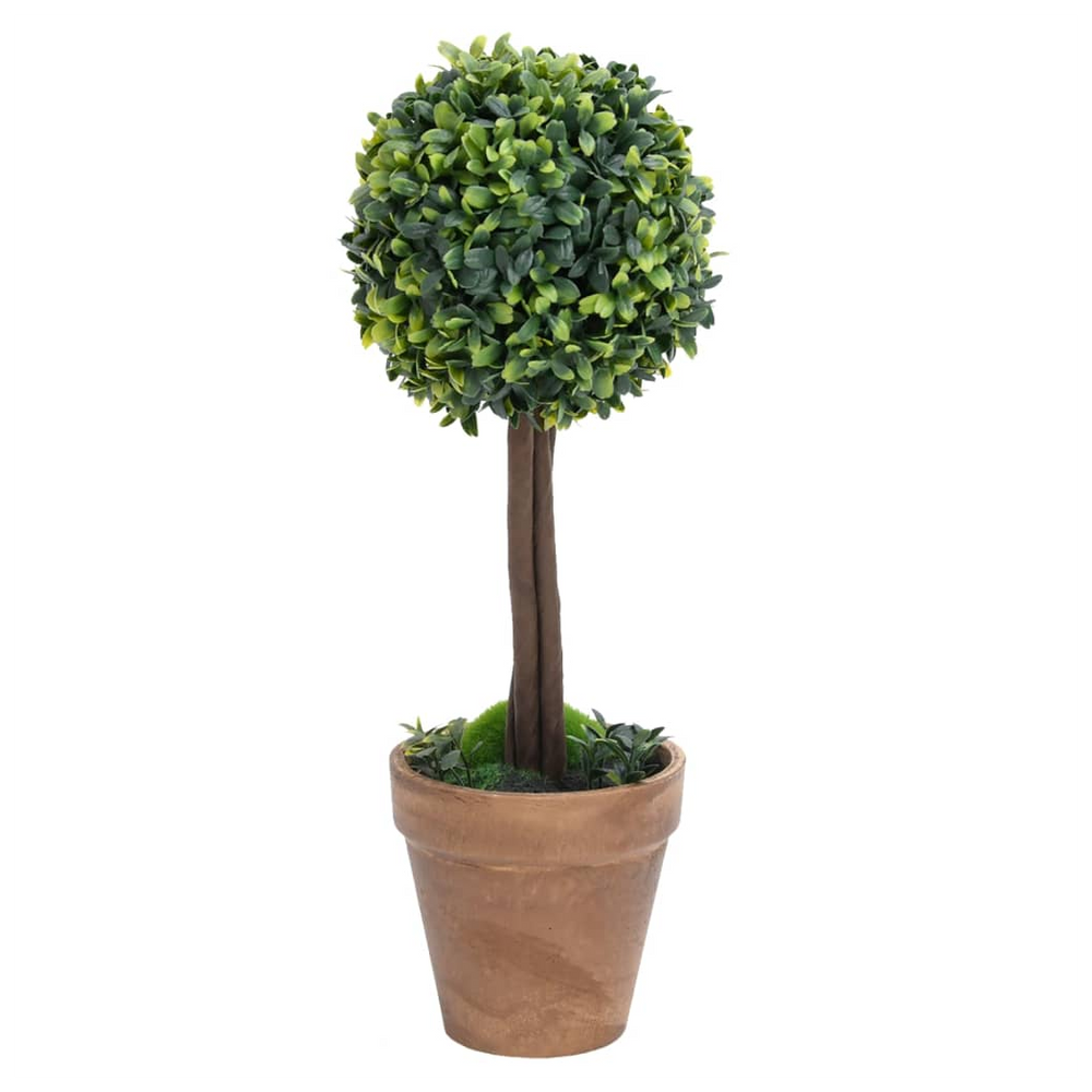 Artificial Boxwood Plants 2 pcs with Pots Ball Shaped Green 33 cm - anydaydirect