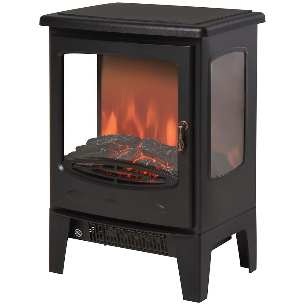 1800W Tempered Glass Electric Fireplace Heater Black - anydaydirect