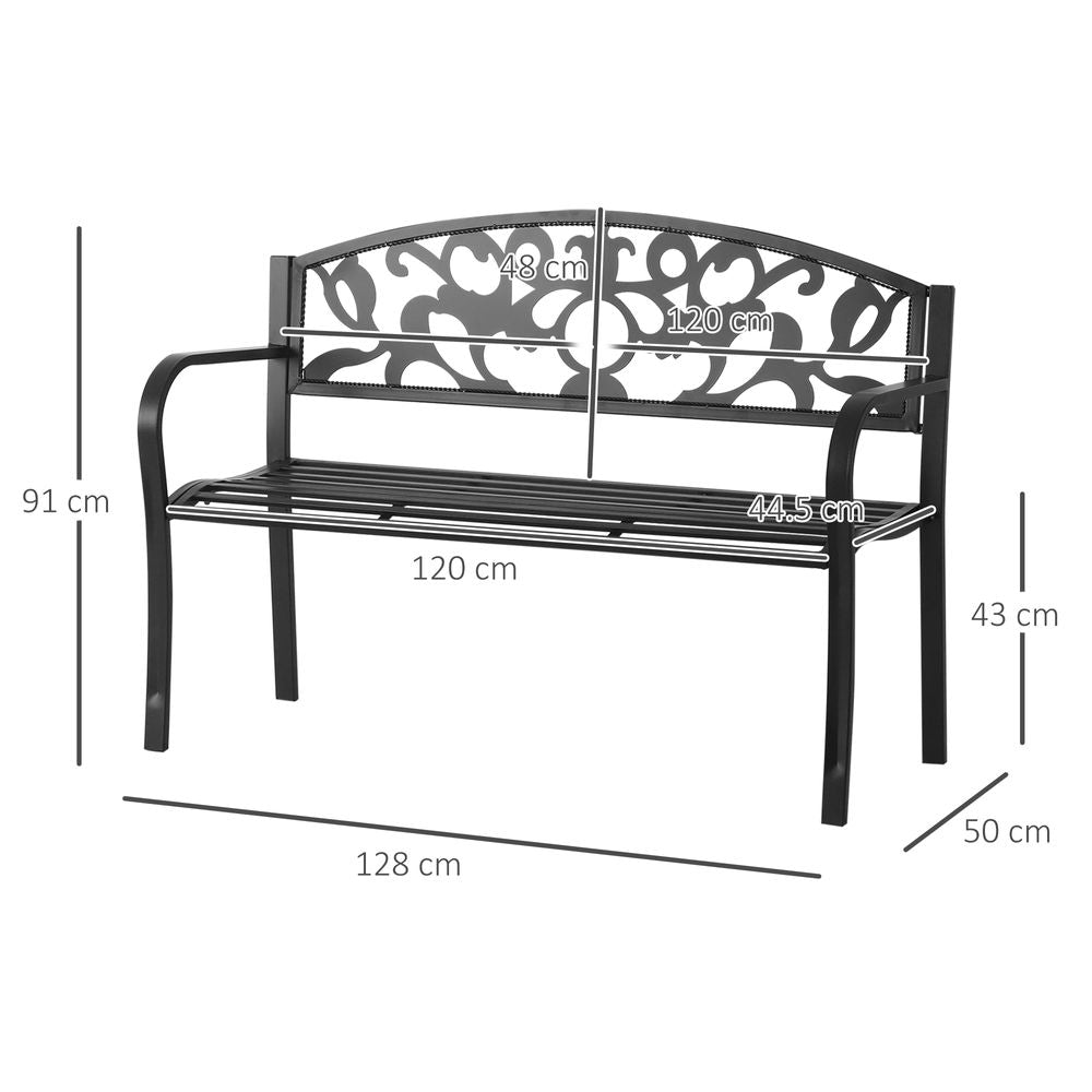 Outsunny Bench, 128Lx50Wx91H cm-Black - anydaydirect
