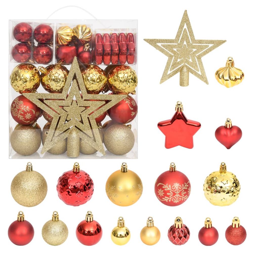 65 Piece Christmas Bauble Set Pink/Red/White - anydaydirect