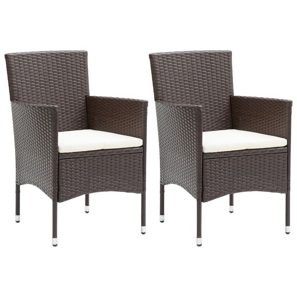 3 Piece Garden Dining Set Poly Rattan and Tempered Glass Brown - anydaydirect
