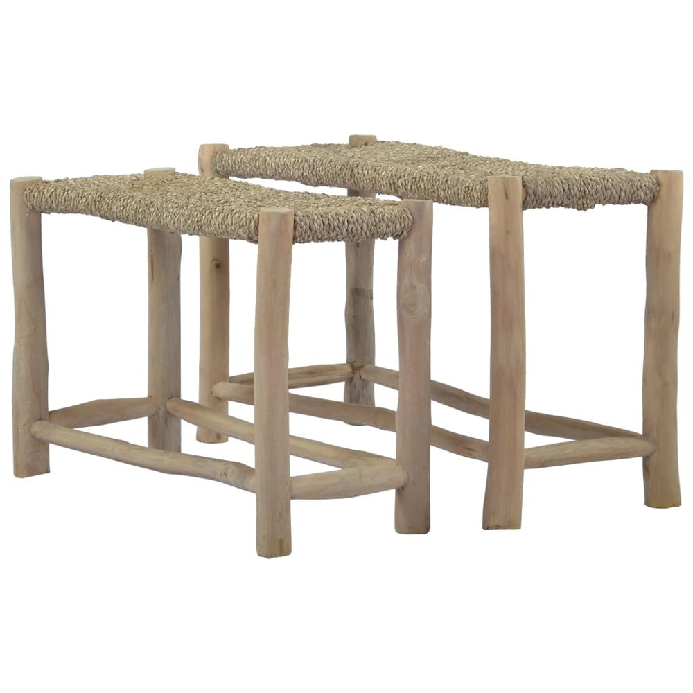 Benches 2 pcs Brown Seagrass - anydaydirect