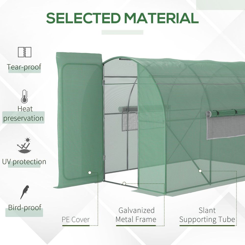 Outsunny 3 x 2M Reinforced Walk-in Polytunnel Garden Greenhouse Steel Frame - anydaydirect