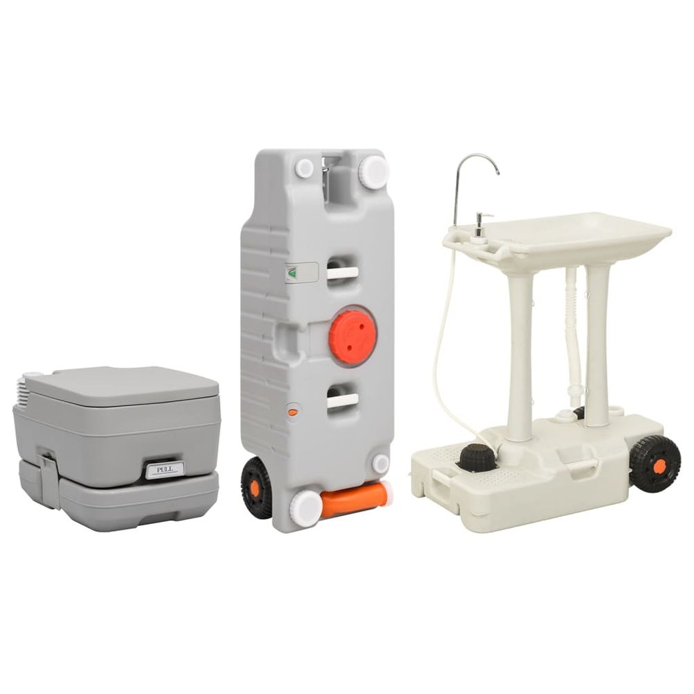 Portable Camping Toilet and Handwash Stand Set with Water Tank - anydaydirect