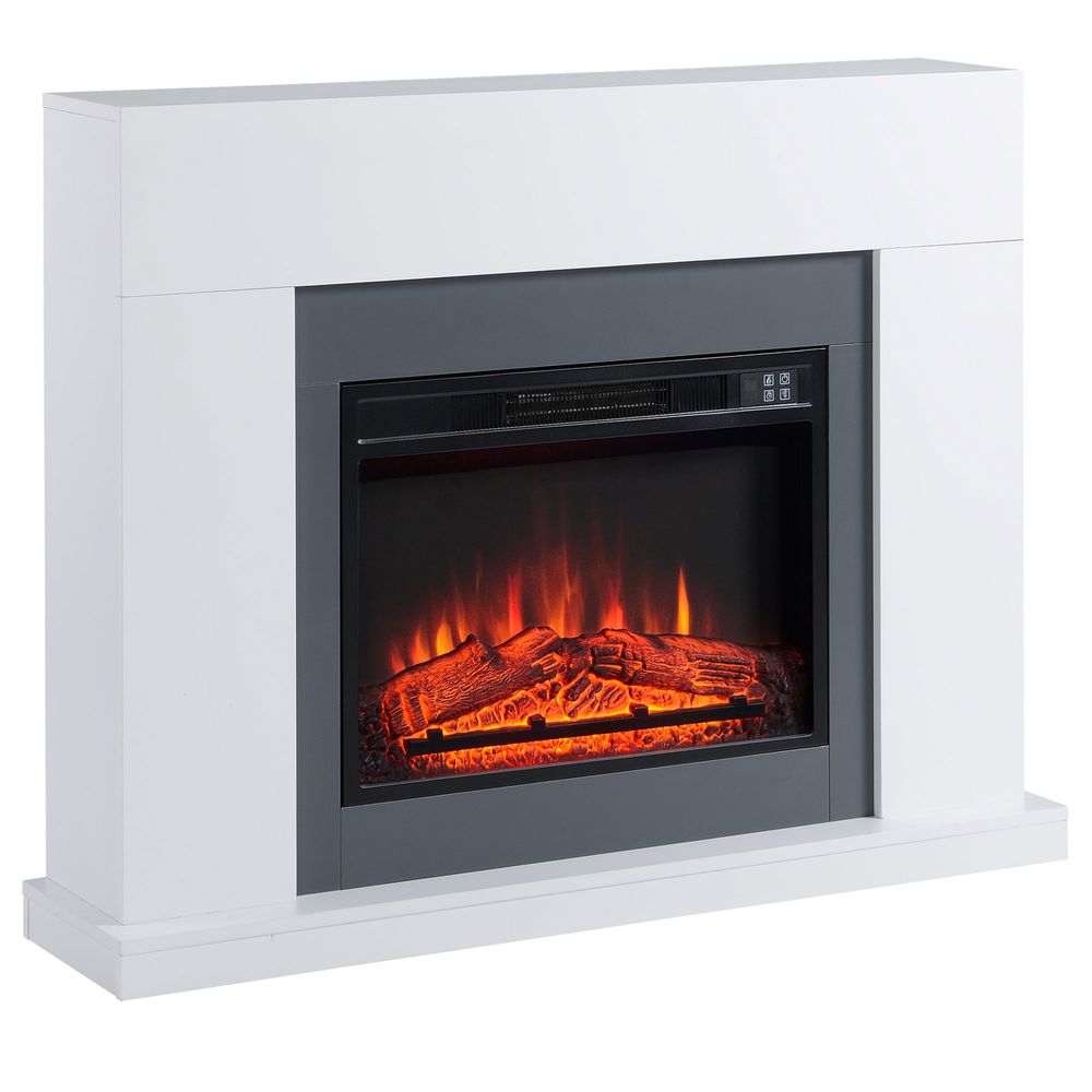 Electric Fireplace Suite Remote Freestanding Fireplace Heater with LED Flame - anydaydirect