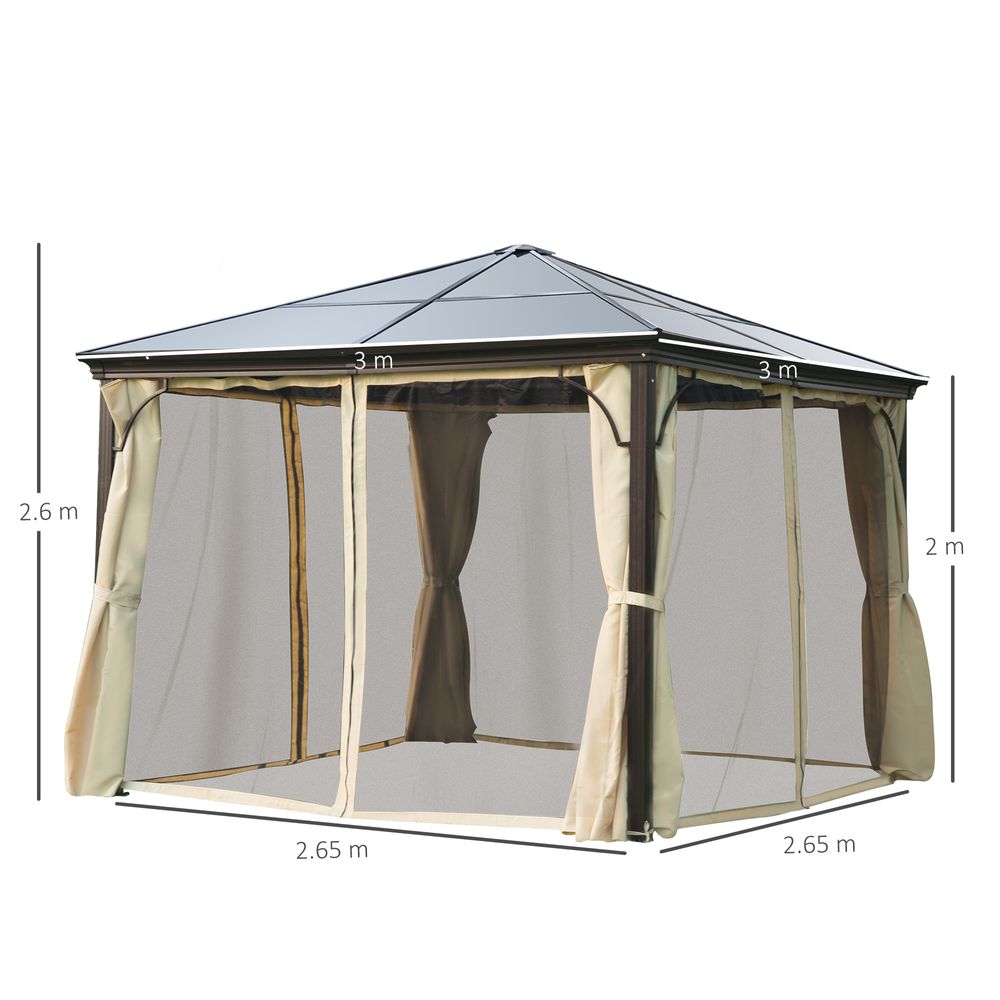 Gazebo with Netting and Curtains Patio Aluminium Canopy Mosquito Net - anydaydirect