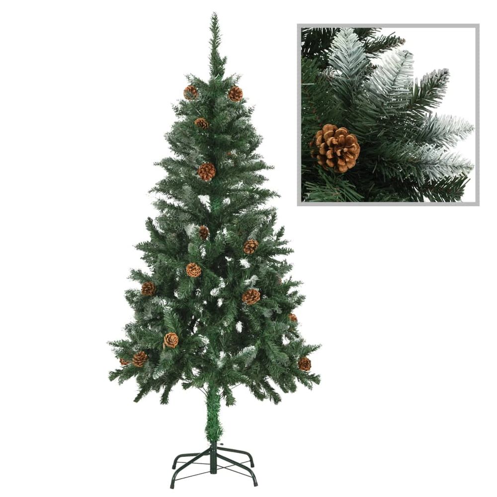 Artificial Christmas Tree with Pine Cones Green & Green & White 150 cm to 210 cm - anydaydirect