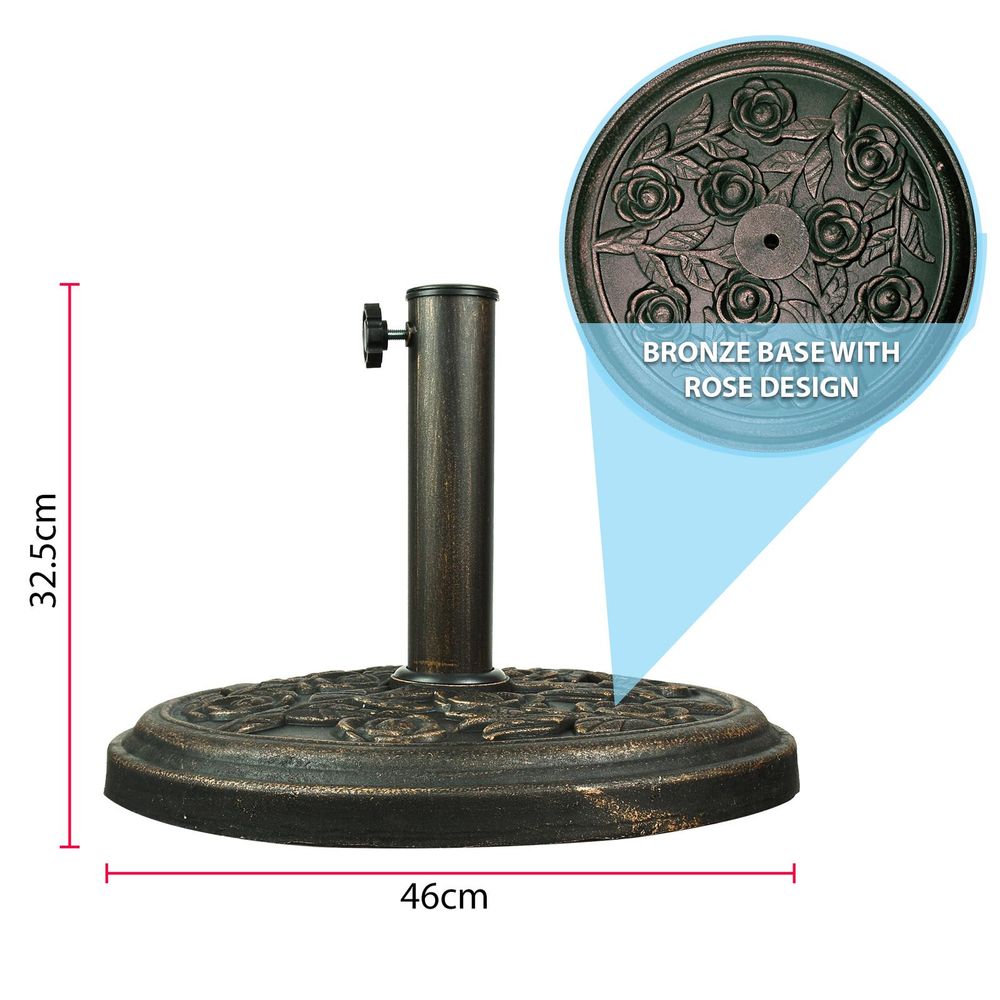 9KG Traditional Parasol Base Iron Cast Garden AS-04520  1/0381 - anydaydirect