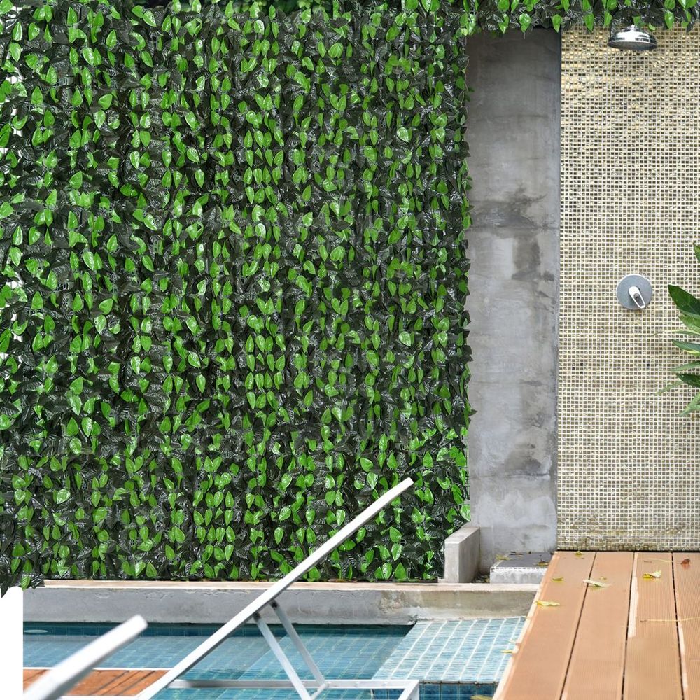 Outsunny Artificial Leaf Hedge Screen Privacy Fence Panel for Garden 3Mx1M - anydaydirect