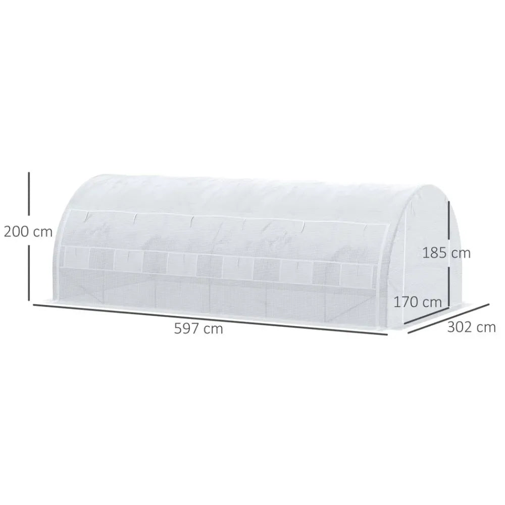 6 x 3 x 2 m Polytunnel Greenhouse Pollytunnel Tent w/ Steel Frame White - anydaydirect